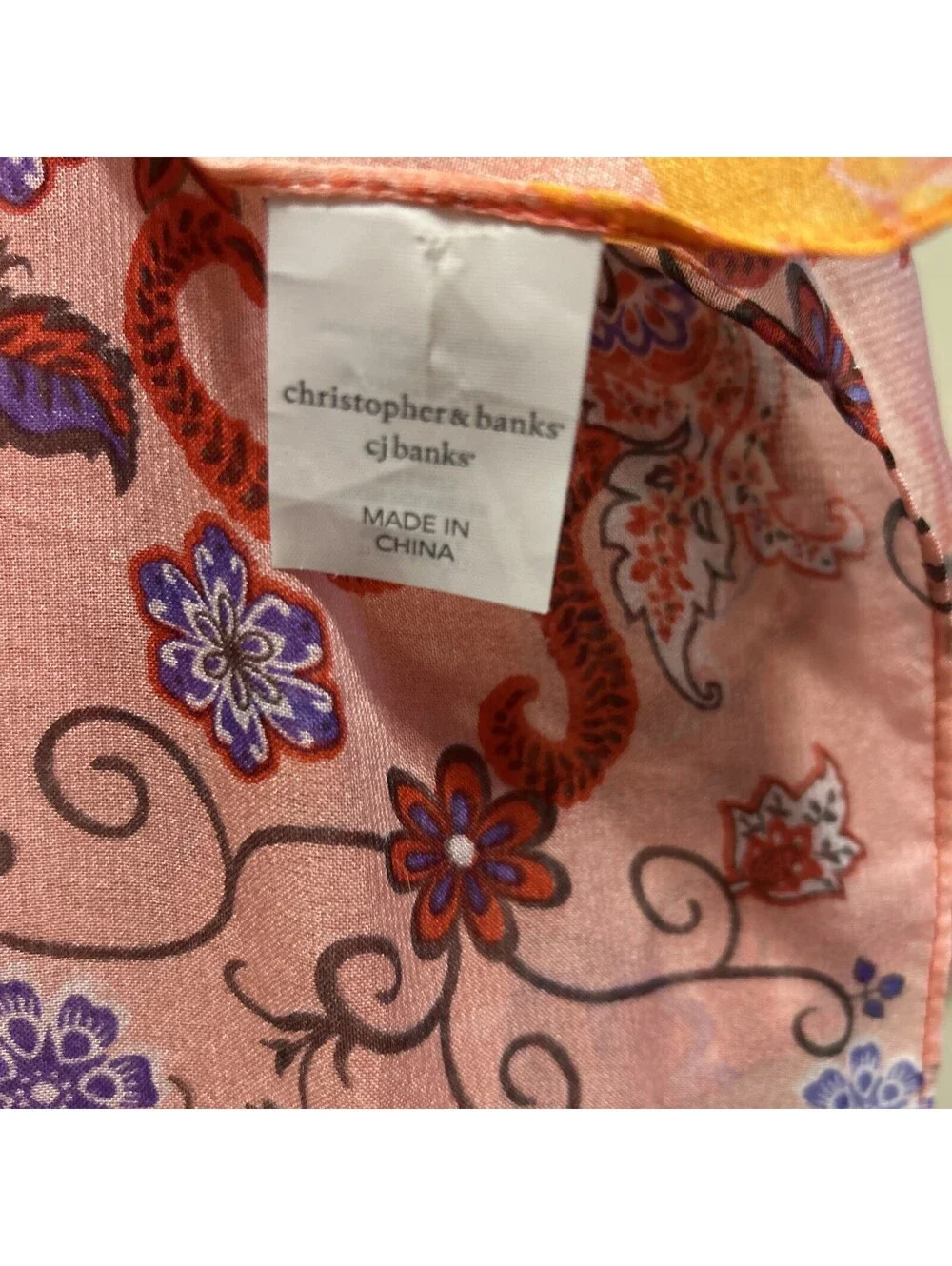 Orange Multicolor 100% Polyester 60” X 13” Scarf Christopher  A Banks Cj Banks